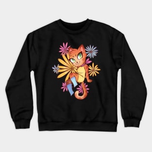 Pan cat with flowers Crewneck Sweatshirt